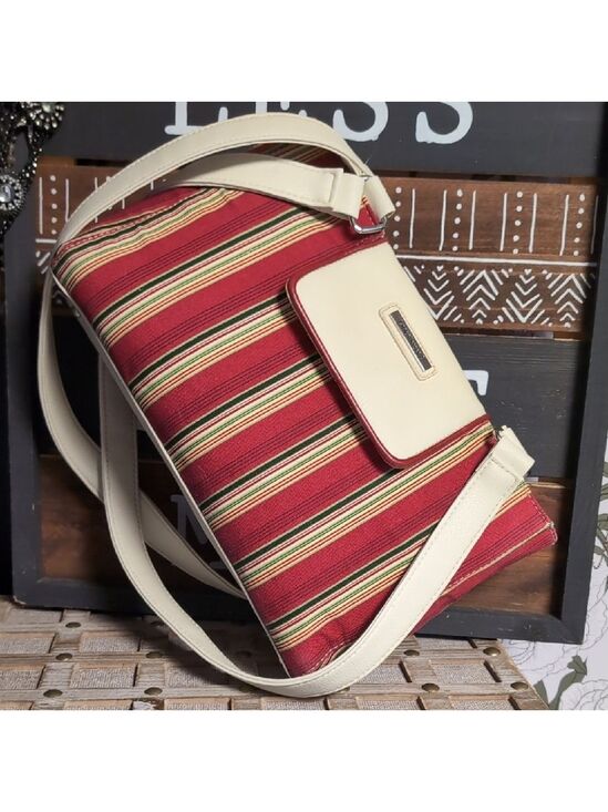 Longaberger Handbags - Homestead Holiday Stripe Bag By Longaberger